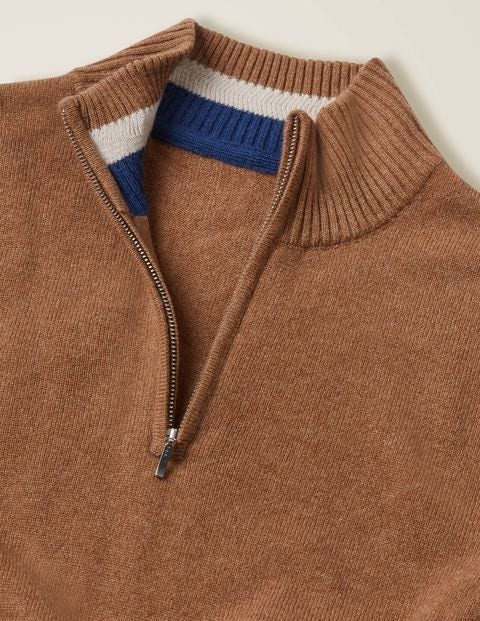 Pull Partiellement Zippé En Cachemire - Blé doré Pull Partiellement Zippé En Cachemire - Blé doré