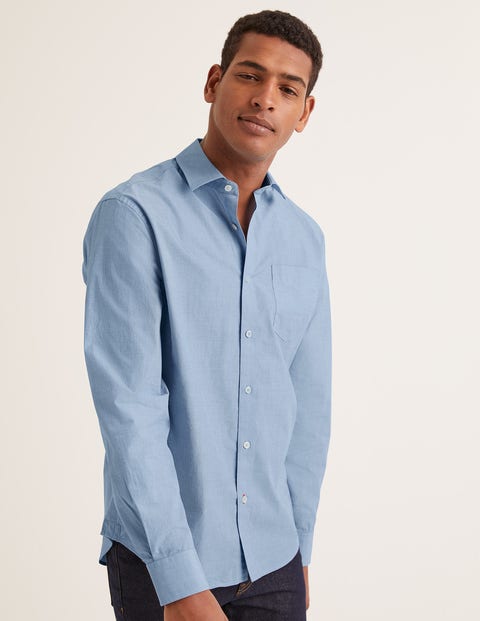 Poplin Cutaway Collar Shirt - Blue End on End Poplin Cutaway Collar Shirt - Blue End on End