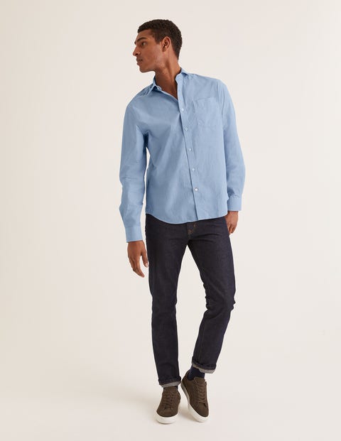 Poplin Cutaway Collar Shirt - Blue End on End Poplin Cutaway Collar Shirt - Blue End on End