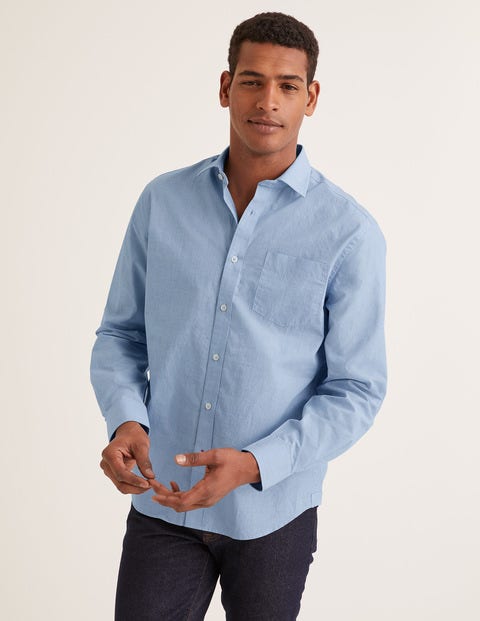 Poplin Cutaway Collar Shirt - Blue End on End Poplin Cutaway Collar Shirt - Blue End on End
