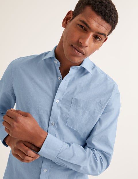 Poplin Cutaway Collar Shirt - Blue End on End Poplin Cutaway Collar Shirt - Blue End on End