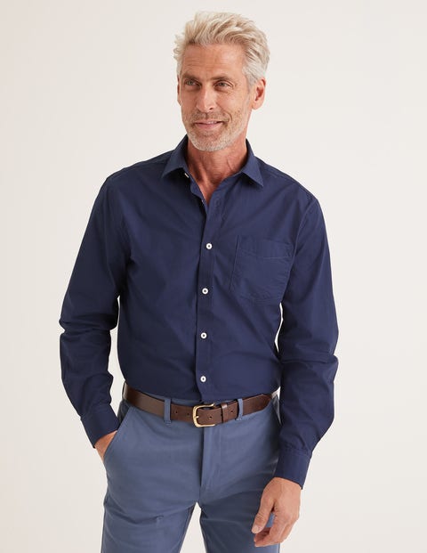 Poplin Cutaway Collar Shirt - Navy Poplin Cutaway Collar Shirt - Navy