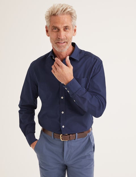 Poplin Cutaway Collar Shirt - Navy Poplin Cutaway Collar Shirt - Navy