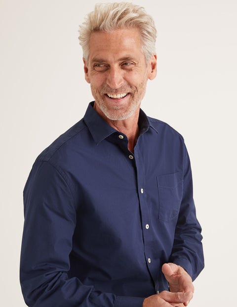 Poplin Cutaway Collar Shirt - Navy Poplin Cutaway Collar Shirt - Navy