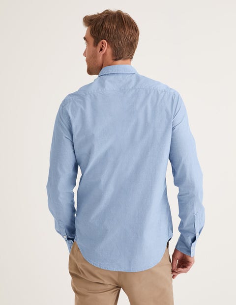 Schmal Geschnittenes Hemd Mit Cutaway-Kragen - Blau, Fil-à-Fil Schmal Geschnittenes Hemd Mit Cutaway-Kragen - Blau, Fil-à-Fil