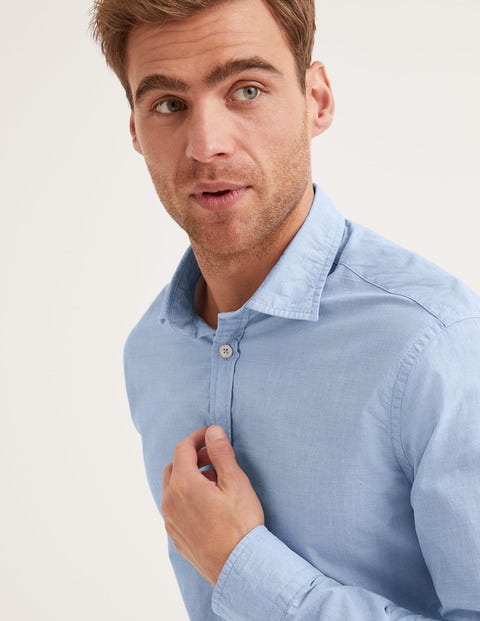 Schmal Geschnittenes Hemd Mit Cutaway-Kragen - Blau, Fil-à-Fil Schmal Geschnittenes Hemd Mit Cutaway-Kragen - Blau, Fil-à-Fil