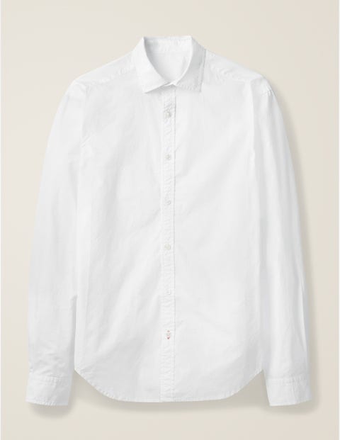 Chemise slim en popeline avec col découpé - Blanc Chemise slim en popeline avec col découpé - Blanc