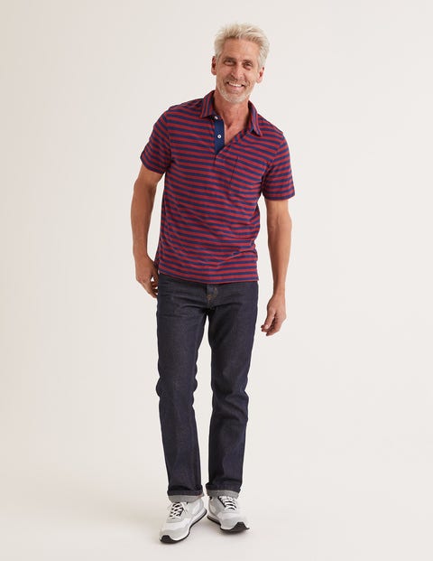 Slub Polo - Navy Blue/Sumac Stripe Slub Polo - Navy Blue/Sumac Stripe