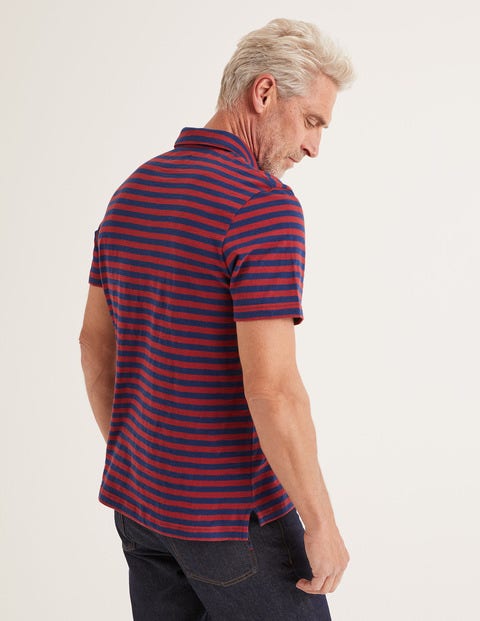 Slub Polo - Navy Blue/Sumac Stripe Slub Polo - Navy Blue/Sumac Stripe