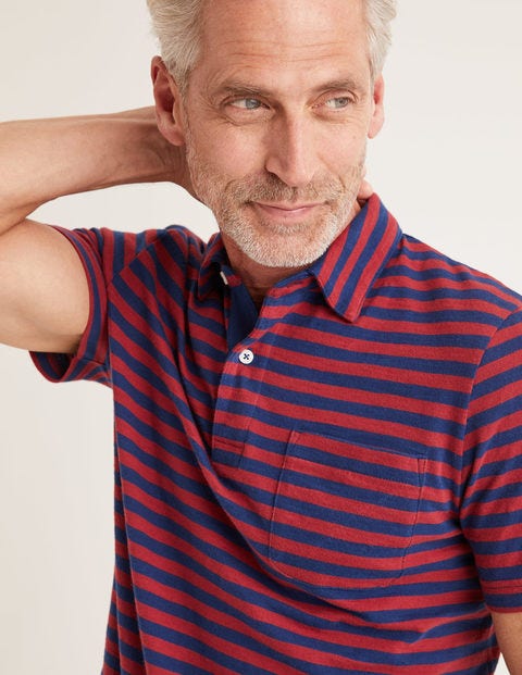 Slub Polo - Navy Blue/Sumac Stripe Slub Polo - Navy Blue/Sumac Stripe