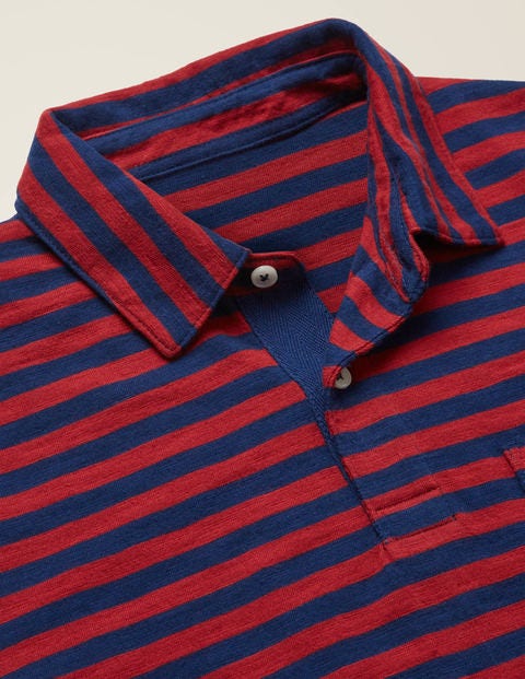 Slub Polo - Navy Blue/Sumac Stripe Slub Polo - Navy Blue/Sumac Stripe