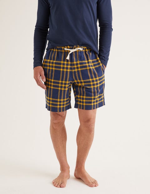 Flannel Pajama Shorts - Navy Blue/Saffron Check Flannel Pajama Shorts - Navy Blue/Saffron Check