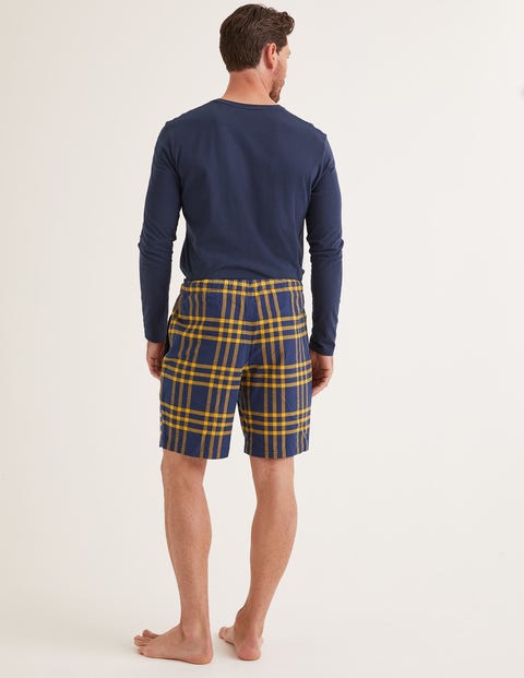 Flannel Pajama Shorts - Navy Blue/Saffron Check Flannel Pajama Shorts - Navy Blue/Saffron Check