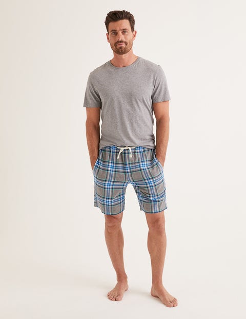 Short De Pyjama En Coton Brossé - Carreaux gris chiné/vert Short De Pyjama En Coton Brossé - Carreaux gris chiné/vert