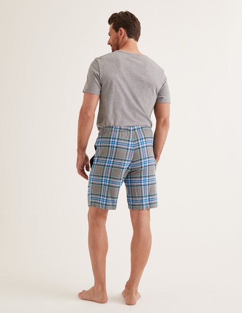 Short De Pyjama En Coton Brossé - Carreaux gris chiné/vert Short De Pyjama En Coton Brossé - Carreaux gris chiné/vert