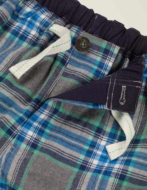 Short De Pyjama En Coton Brossé - Carreaux gris chiné/vert Short De Pyjama En Coton Brossé - Carreaux gris chiné/vert