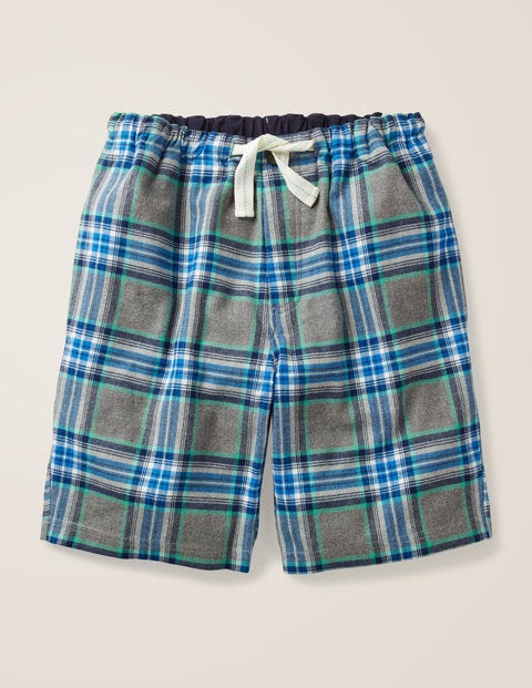 Short De Pyjama En Coton Brossé - Carreaux gris chiné/vert Short De Pyjama En Coton Brossé - Carreaux gris chiné/vert