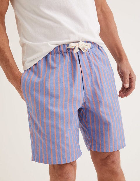 Cotton Poplin Pyjama Shorts - Duke/Tropical Orange Stripe Cotton Poplin Pyjama Shorts - Duke/Tropical Orange Stripe