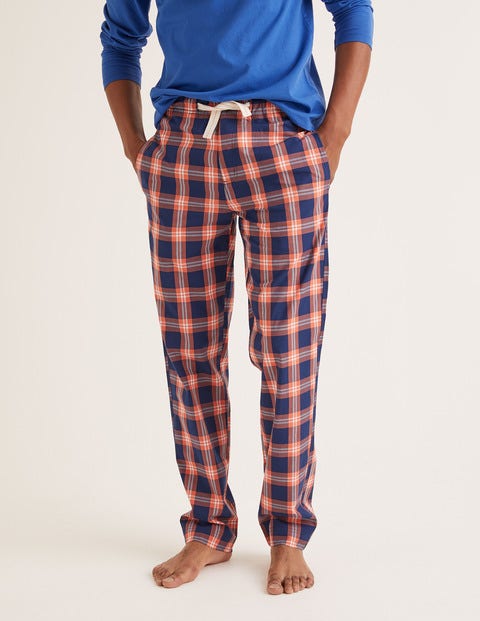 Cotton Poplin Pajama Bottoms - Tropical Orange Check Cotton Poplin Pajama Bottoms - Tropical Orange Check