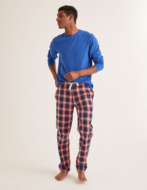 Cotton Poplin Pajama Bottoms - Tropical Orange Check Cotton Poplin Pajama Bottoms - Tropical Orange Check