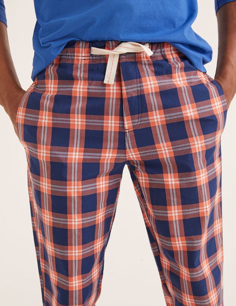 Cotton Poplin Pajama Bottoms - Tropical Orange Check Cotton Poplin Pajama Bottoms - Tropical Orange Check