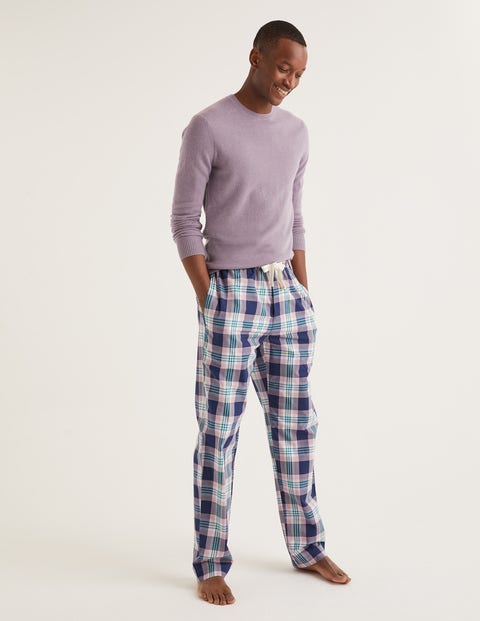 Cotton Poplin Pyjama Bottoms - Pale Plum Multi Check Cotton Poplin Pyjama Bottoms - Pale Plum Multi Check