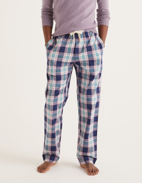 Cotton Poplin Pyjama Bottoms - Pale Plum Multi Check Cotton Poplin Pyjama Bottoms - Pale Plum Multi Check