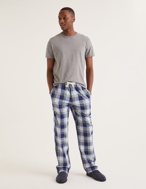 Cotton Poplin Pyjama Bottoms - Navy Blue Multi Check Cotton Poplin Pyjama Bottoms - Navy Blue Multi Check