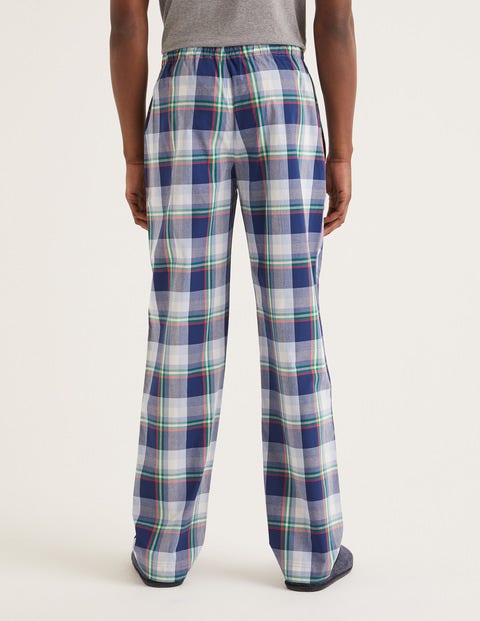 Cotton Poplin Pyjama Bottoms - Navy Blue Multi Check Cotton Poplin Pyjama Bottoms - Navy Blue Multi Check