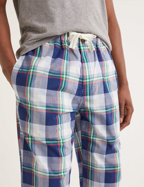 Cotton Poplin Pyjama Bottoms - Navy Blue Multi Check Cotton Poplin Pyjama Bottoms - Navy Blue Multi Check