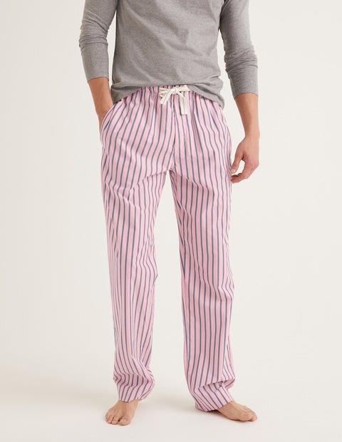 Bas De Pyjama En Popeline De Coton - Rayures rose/bleu universitaire Bas De Pyjama En Popeline De Coton - Rayures rose/bleu universitaire