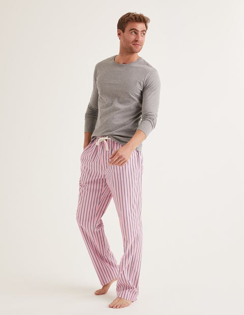 Bas De Pyjama En Popeline De Coton - Rayures rose/bleu universitaire Bas De Pyjama En Popeline De Coton - Rayures rose/bleu universitaire