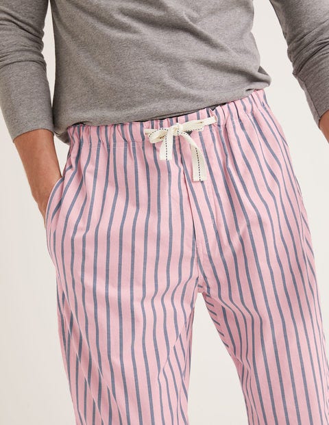 Bas De Pyjama En Popeline De Coton - Rayures rose/bleu universitaire Bas De Pyjama En Popeline De Coton - Rayures rose/bleu universitaire