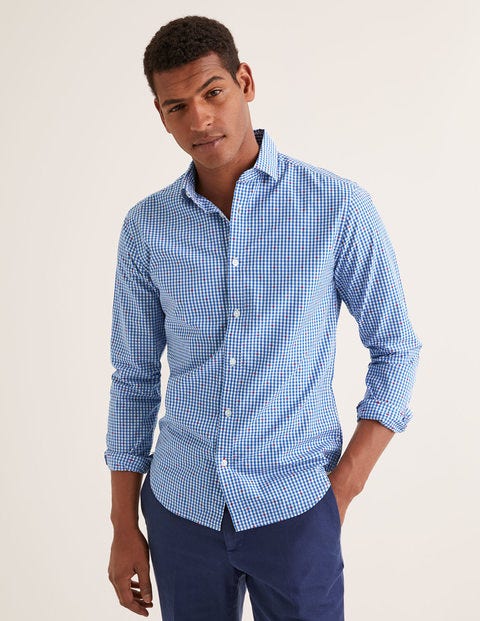 Slim Fit Poplin Pattern Shirt - Gingham Clip Dot Slim Fit Poplin Pattern Shirt - Gingham Clip Dot