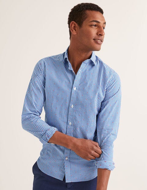 Slim Fit Poplin Pattern Shirt - Gingham Clip Dot Slim Fit Poplin Pattern Shirt - Gingham Clip Dot