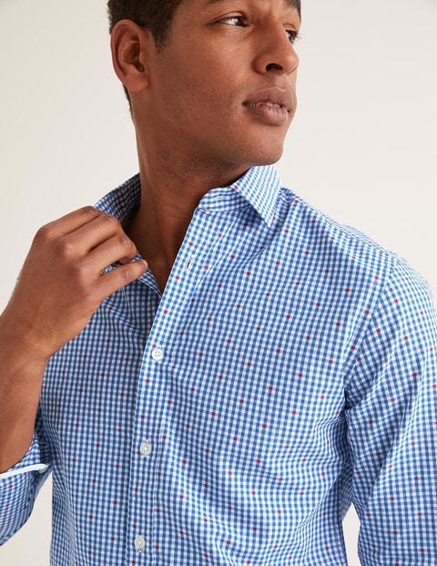 Slim Fit Poplin Pattern Shirt - Gingham Clip Dot Slim Fit Poplin Pattern Shirt - Gingham Clip Dot