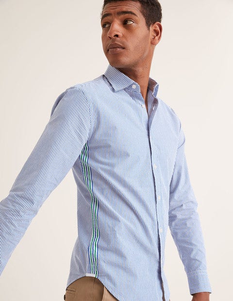 Slim Fit Poplin Pattern Shirt - Green Baize/Duke Stripe Slim Fit Poplin Pattern Shirt - Green Baize/Duke Stripe
