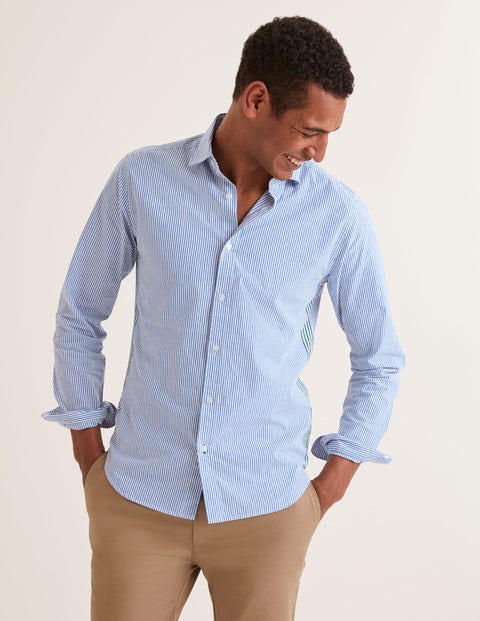 Slim Fit Poplin Pattern Shirt - Green Baize/Duke Stripe Slim Fit Poplin Pattern Shirt - Green Baize/Duke Stripe
