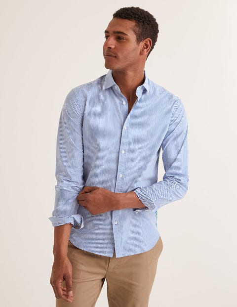 Slim Fit Poplin Pattern Shirt - Green Baize/Duke Stripe Slim Fit Poplin Pattern Shirt - Green Baize/Duke Stripe