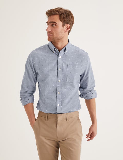 Oxford Patterned Shirt - Navy Blue Clip Dot Oxford Patterned Shirt - Navy Blue Clip Dot