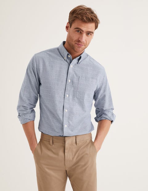 Oxford Patterned Shirt - Navy Blue Clip Dot Oxford Patterned Shirt - Navy Blue Clip Dot