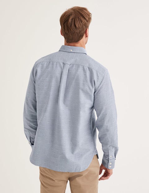 Oxford Patterned Shirt - Navy Blue Clip Dot Oxford Patterned Shirt - Navy Blue Clip Dot