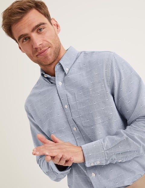 Oxford Patterned Shirt - Navy Blue Clip Dot Oxford Patterned Shirt - Navy Blue Clip Dot