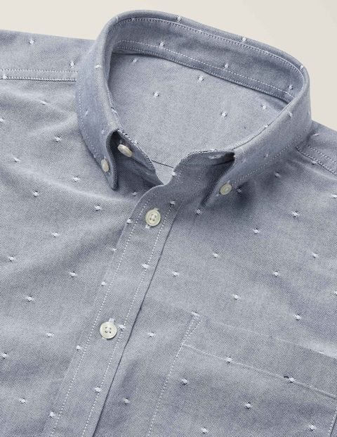 Oxford Patterned Shirt - Navy Blue Clip Dot Oxford Patterned Shirt - Navy Blue Clip Dot