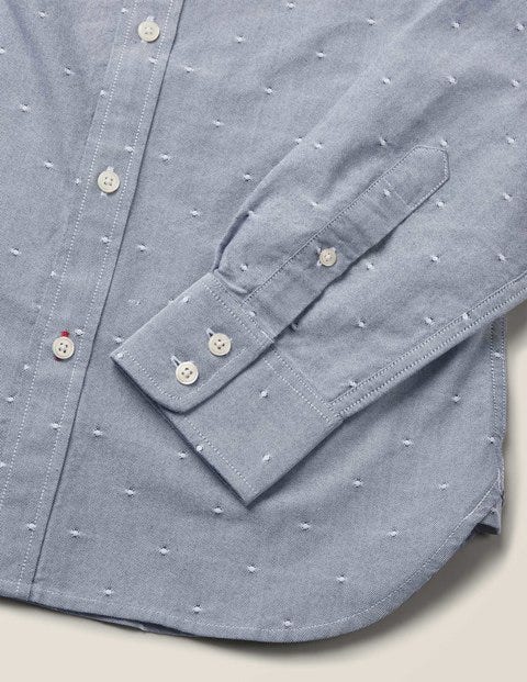 Oxford Patterned Shirt - Navy Blue Clip Dot Oxford Patterned Shirt - Navy Blue Clip Dot