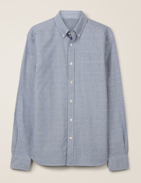 Oxford Patterned Shirt - Navy Blue Clip Dot Oxford Patterned Shirt - Navy Blue Clip Dot