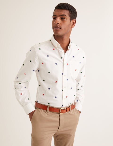 Slim Fit Oxford Pattern Shirt - Multi Beetle Embroidery Slim Fit Oxford Pattern Shirt - Multi Beetle Embroidery