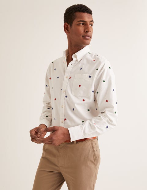 Slim Fit Oxford Pattern Shirt - Multi Beetle Embroidery Slim Fit Oxford Pattern Shirt - Multi Beetle Embroidery