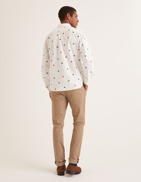 Slim Fit Oxford Pattern Shirt - Multi Beetle Embroidery Slim Fit Oxford Pattern Shirt - Multi Beetle Embroidery