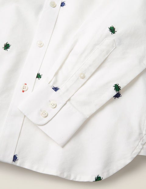 Slim Fit Oxford Pattern Shirt - Multi Beetle Embroidery Slim Fit Oxford Pattern Shirt - Multi Beetle Embroidery